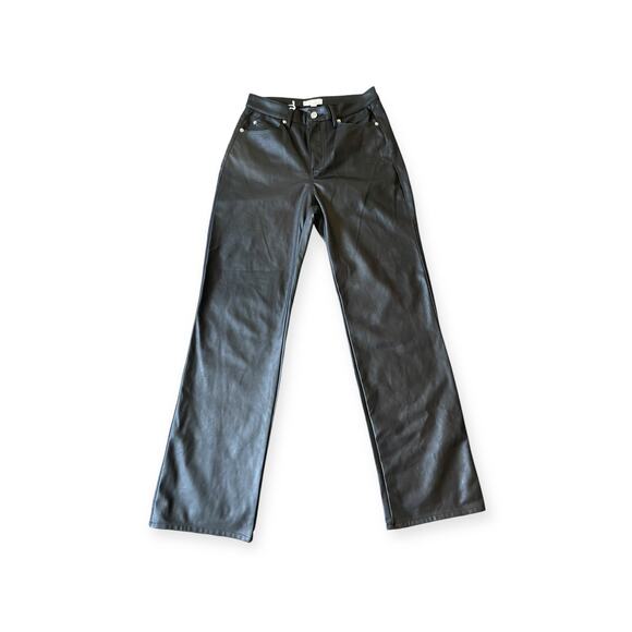 SEXY NEW Black Faux Leather Slim Fit Pants Women’s Size 8 Classic High Waist - Picture 2 of 5